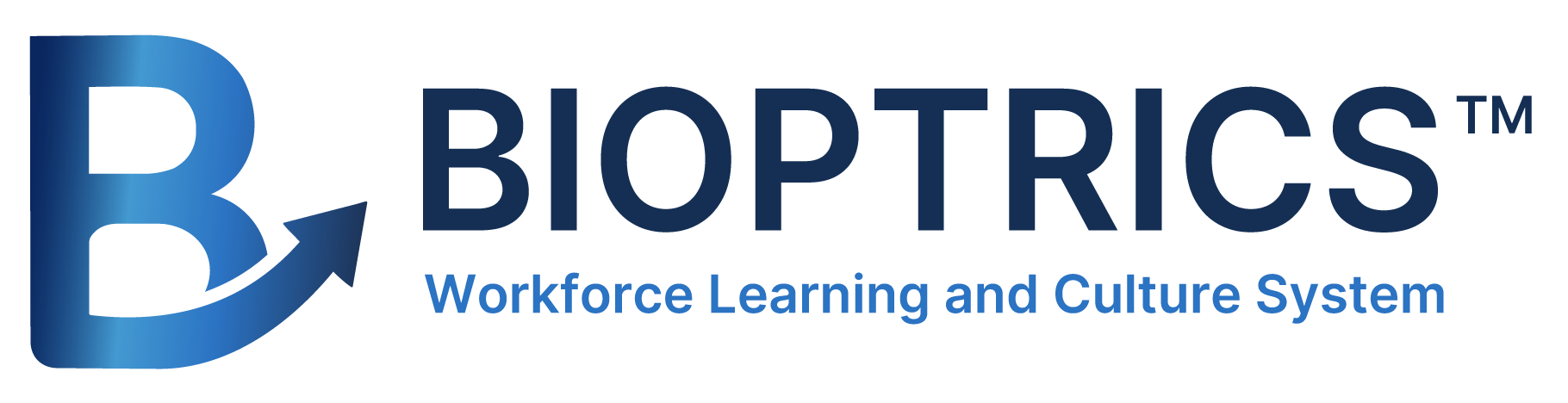 BIoPTRICS logo: blue gradient B symbol with text 'BIOPTRICS' and subtitle 'Workforce Learning and Culture System'