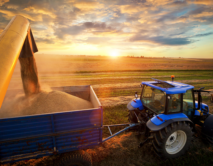 Combine Harvester and tractor