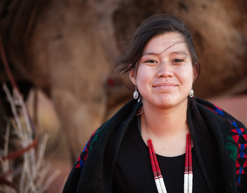 Cheerful Navajo woman portrait
