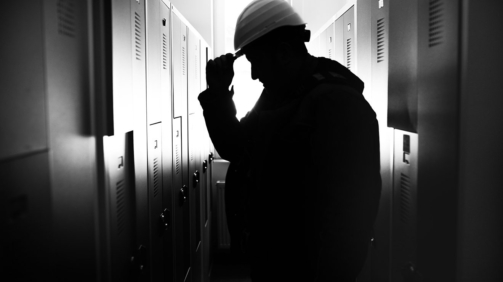 Worker Silhouette and Getting Ready in Dressing Room