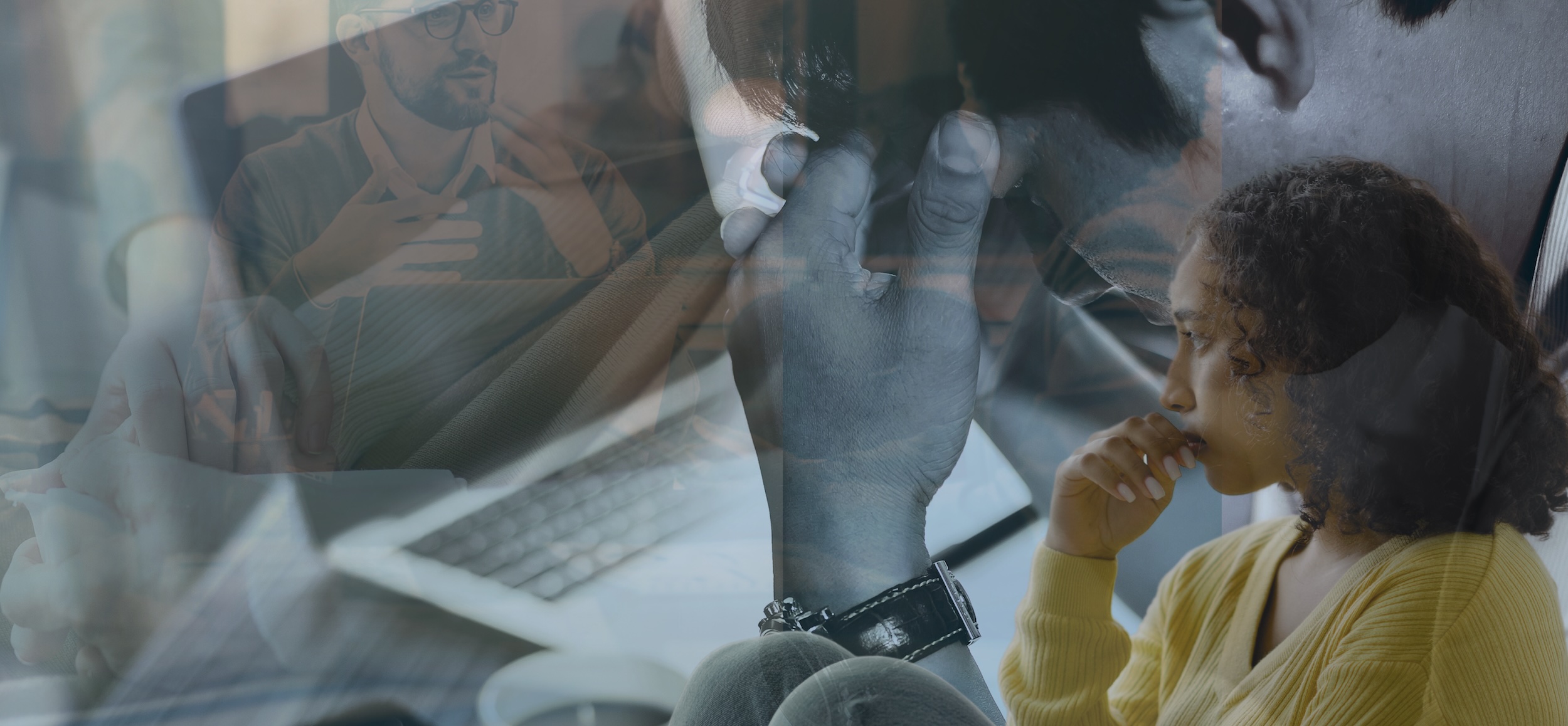 Picture of guy looking depressed in front of laptop - mental health.