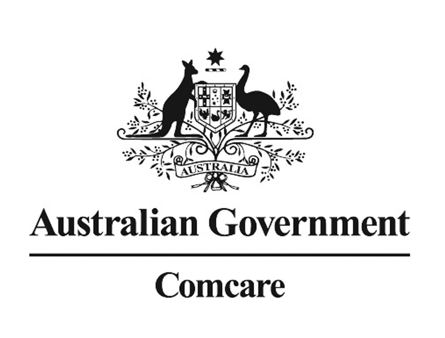 Australian Government Comcare logo with coat-of-arms and the words 'Australian Government' and 'Comcare'